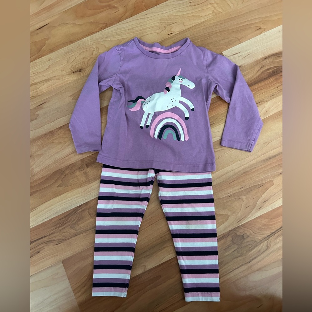 Matching Unicorn Shirt and Striped Pants